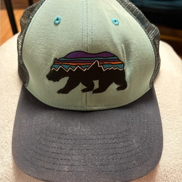 Patagonia Bear Design Hat - Mint and Navy - Picture 1 of 3